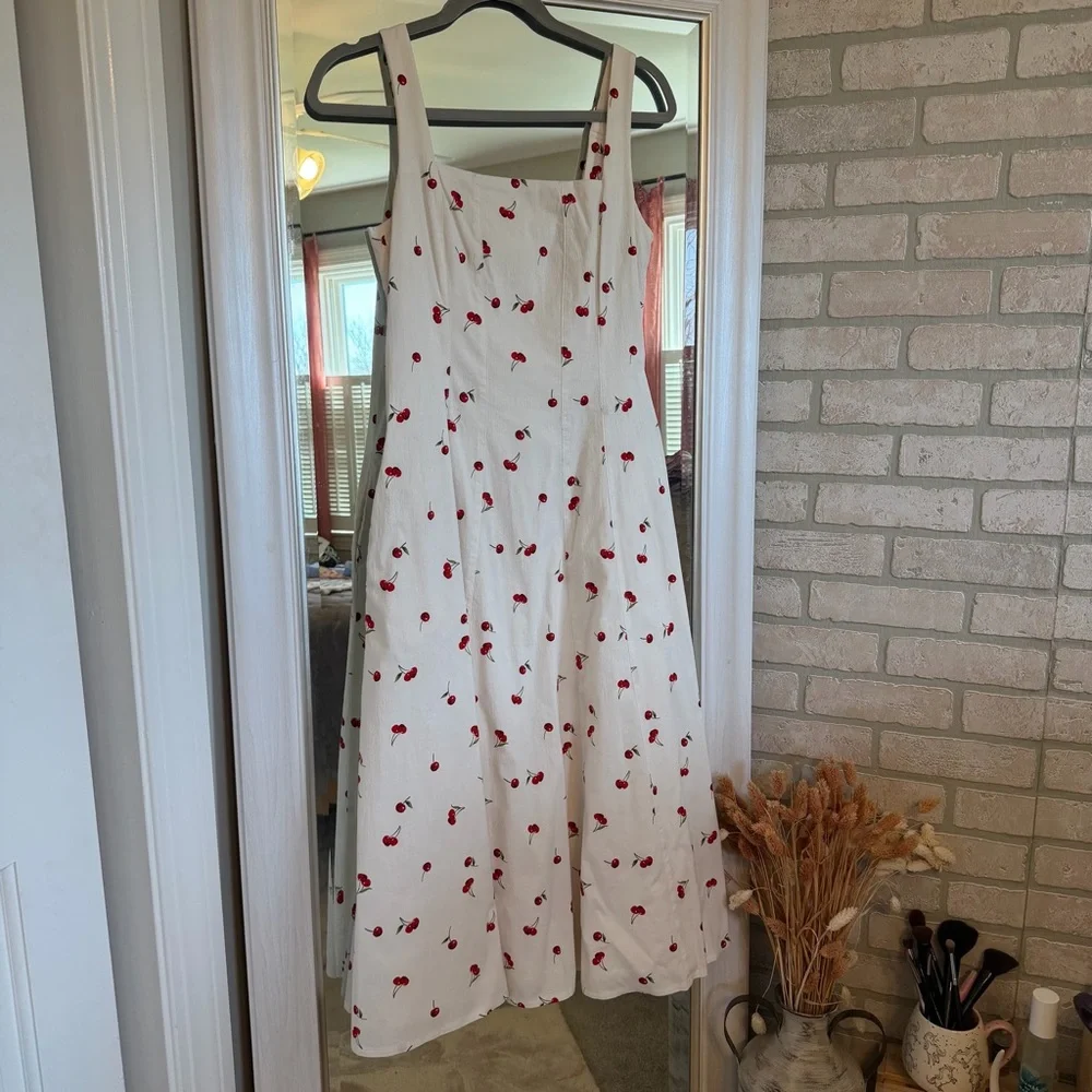 Abercrombie & Fitch Cherry Print Mila Midi Dress - Picture 3 of 4